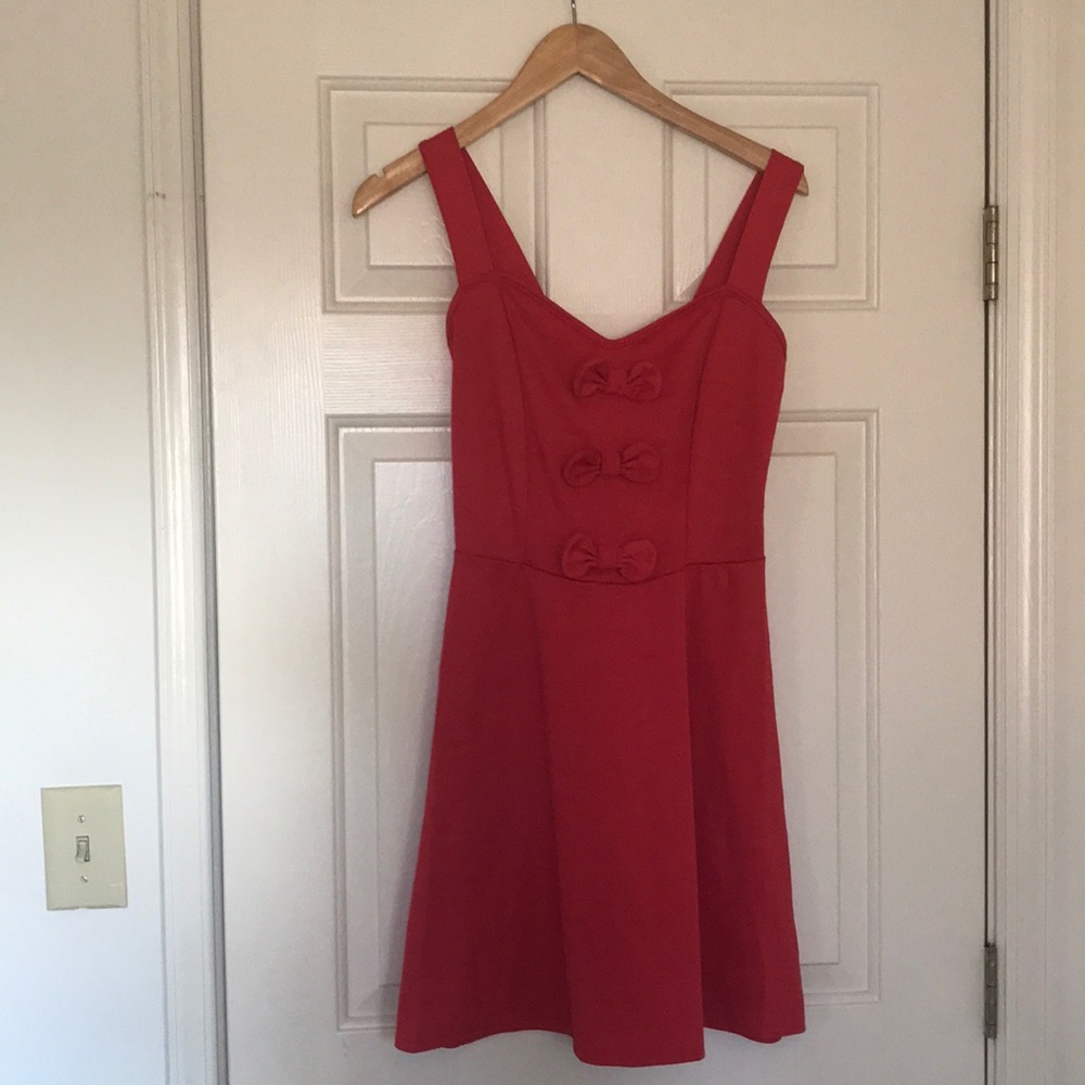 MODCLOTH Poppy Red dress with bow accents
